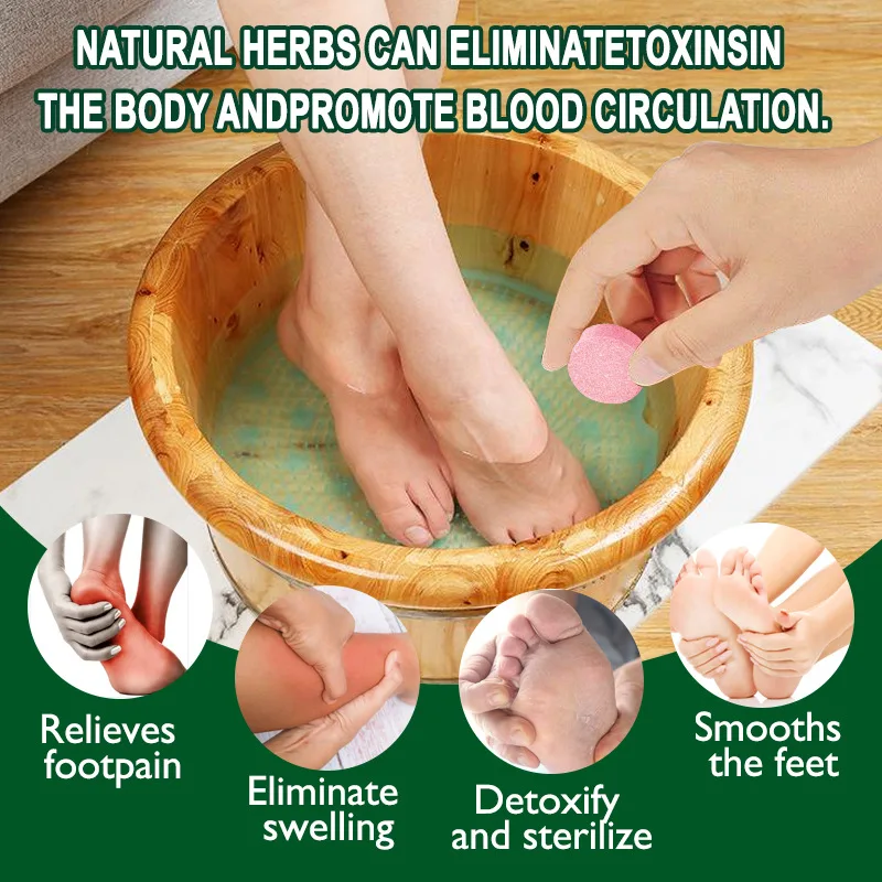 Eraycee Mugwort Foot Bath Effervescent Tablet Relief Feet Skin Cracking Foot Care Treatment Chinese Medicine Detox Soak