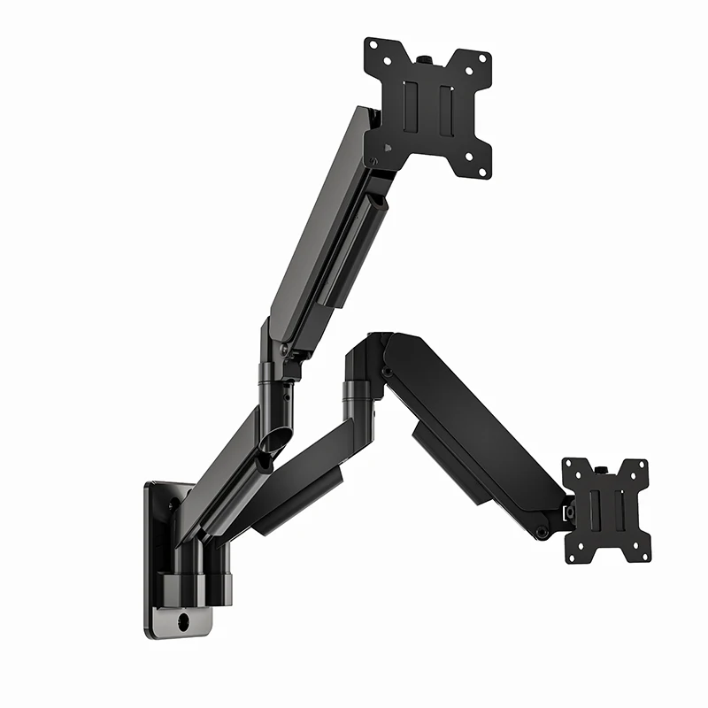 Aluminum Alloy Black Dual Gas Spring Monitor Arm Adjustable Rotate 360° Monitor Arm Stand Swivel 180° Display Bracket