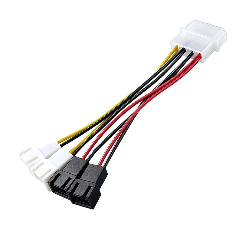 5Pcs Molex D 4Pin to 3Pin Fan Splitter Cable, 1 to 4 PC Case Fan Speed Control Extension Wire, 5V 12V