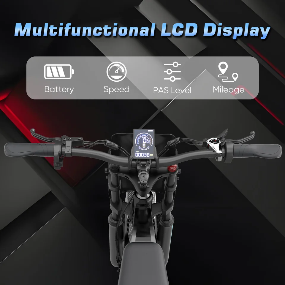 Off Road Electric Bike R700 20x4.0 Tire 1500W 52V25AH Large Capacity Battery Ebike Max 50KM/H 70KM Range Hydraulic Brake E-Bike image 10
