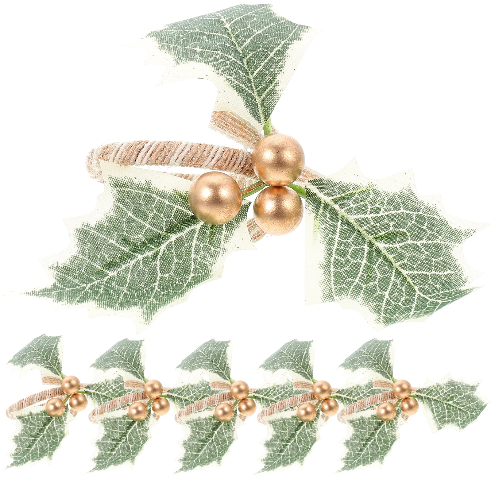 6 Pcs Christmas Napkin Rings Green Leaf Decoration Holders for Weddings Table Foam Party Clasp Setting