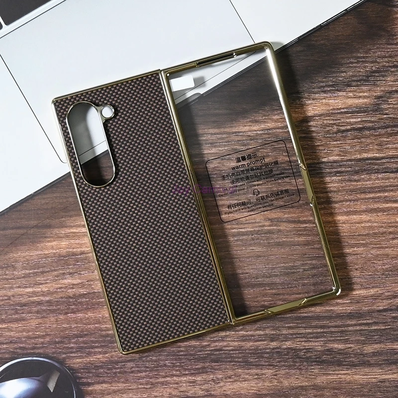 حافظة كيفلر لهاتف سامسونج جالاكسي Z فولد 7 مطلية بالكهرباء من ألياف الكربون مع واقي من الزجاج المقسى رفيع للغاية وخفيف الوزن #3