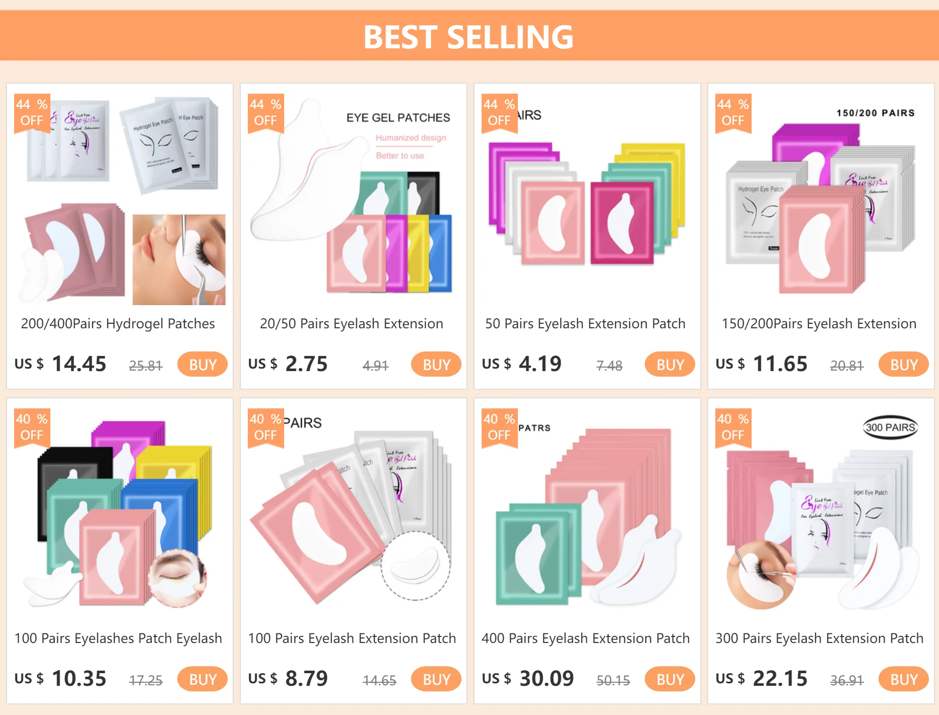 200/400Pairs Hydrogel Patches Wimpern Verlängerung Patch Wimpern Patch Lash Verlängerung Liefert Unter Eye Patches Auge Pads Patch – Detail 1