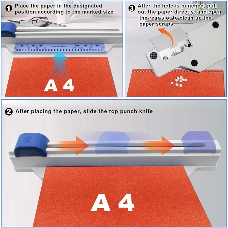 Hand Push Binding Machine,30-Hole Book Binder Machine,Coil Binding Machine,For A4 A5 A6 A7 B5-B7paper Notebook Scrapbook