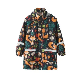 Waterproof children's raincoat lovely printed hat medium-and long-style outdoor stormsuit jacket with pocket