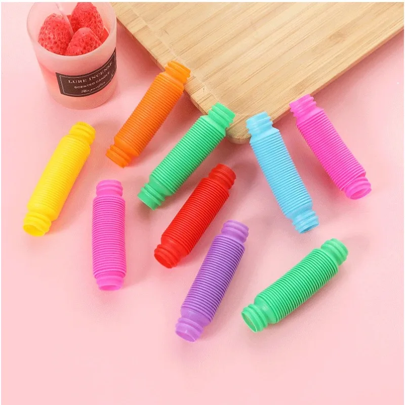 20Pcs Mini Colorful Pop Tubes Pipe Fidget Sensory Antistress Toys for Kids Birthday Party Favors Pinata Filler Goodie Bag