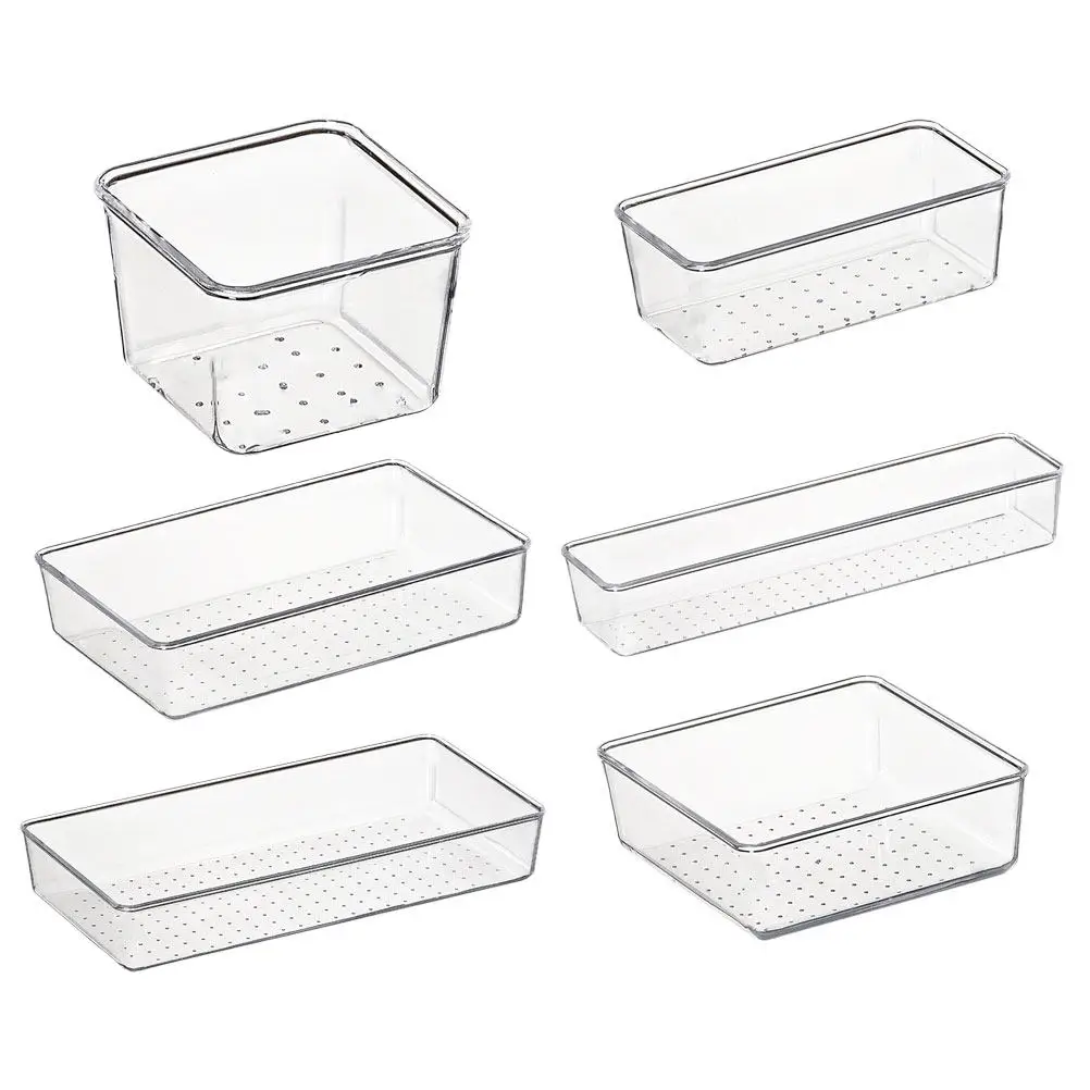 

Набор из 6 прозрачных контейнеров для хранения: современные органайзеры для дома, кухни, ванной и офиса, экономящие пространство