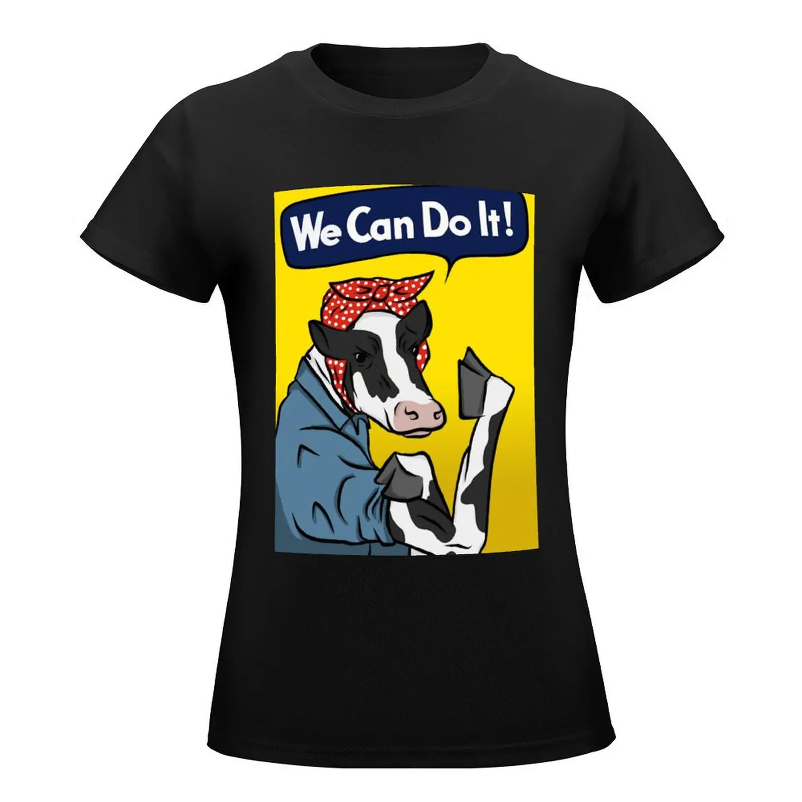 We can do it! Rosie the Riveter Vegan Cow T-Shirt graphics anime clothes kawaii clothes shirts graphic tees T-shirts for Women