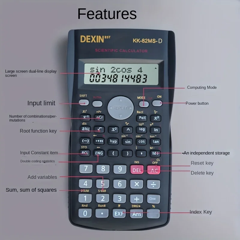 Scientific Calculator, Black, Function Calculator Student Exam Specialized Multifunctional Scientific Computer (Without Battery)