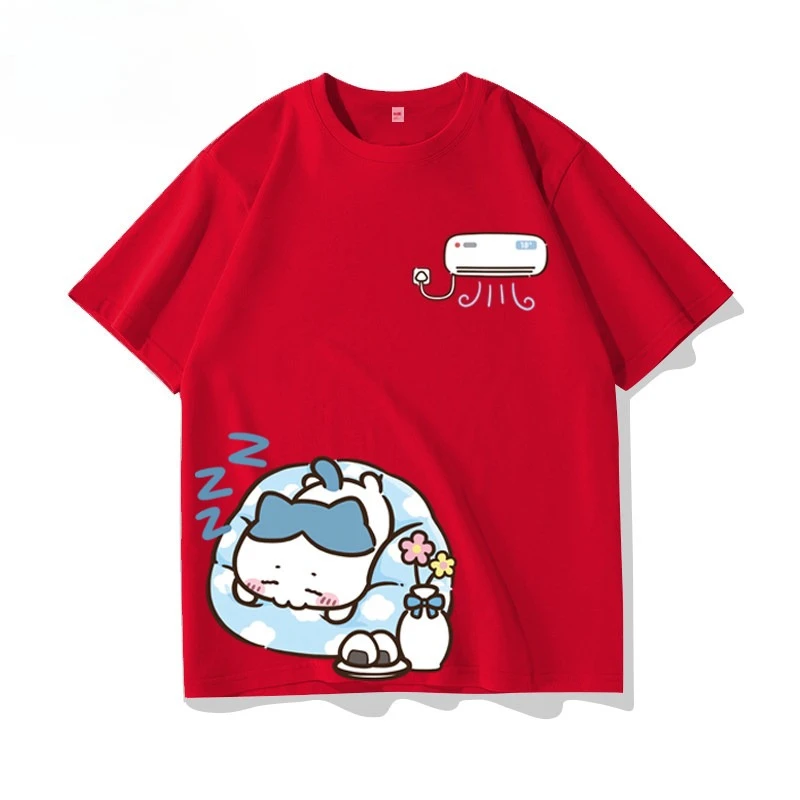 Chiikawa Niedliches Charakter-Fan-Merch T-Shirt Unisex O-Ausschnitt Locker Sitzend Lässig Sommer Kurzarm Jugend Harajuku Streetwear Alltags-Oberteil – Detail 8