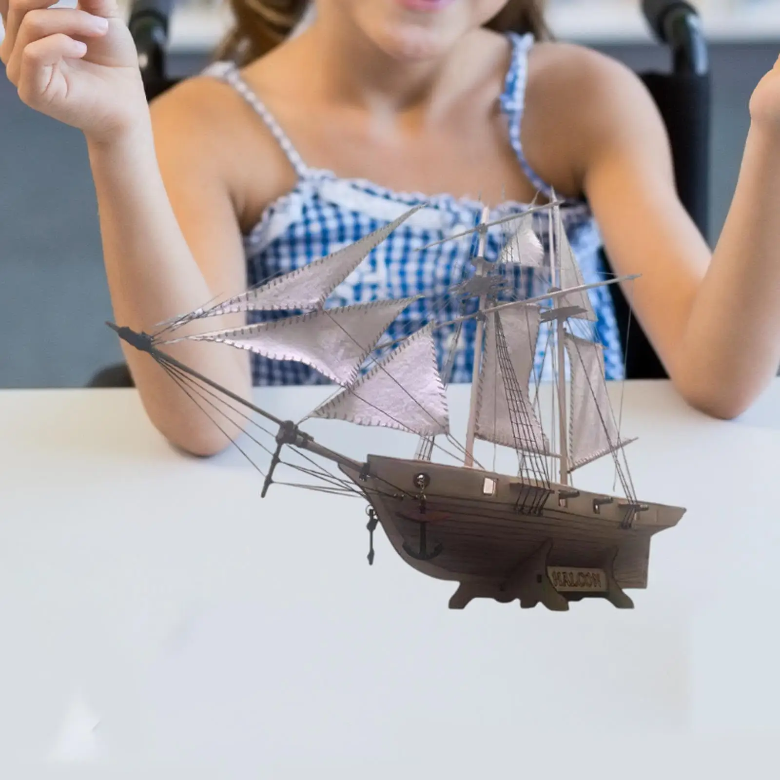 

Sailboat Model Beach Nautical DIY Assembly Model Crafts Home Decor Miniature for Shelves Landscape Countertop Gifts Kids Room