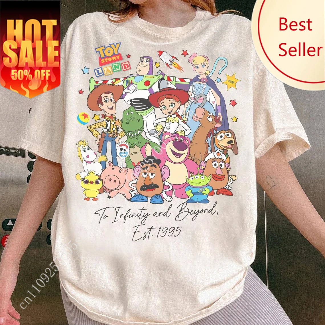 

Disney Toy Story Lotso Christmas T-Shirt Cotton Women Casual Trendy Oversized Streetwear Loose Short Sleeve Unisex Event Outfit