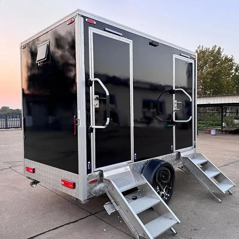 Towable Mobile Restroom Trailer Dual‑Door Waterproof Anti‑Corrosion Custom Interior For Party Gathering Construction Site