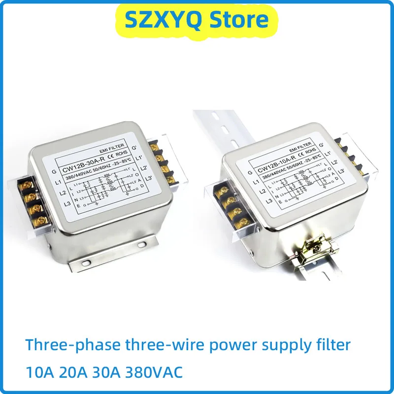 3-phase 3-wire التيار المتناوب إمدادات الطاقة مرشح EMI CW12B-10/20/30A-R 380/440VAC محطة ودليل السكك الحديدية نوع لتنقية الطاقة المضادة للتدخل