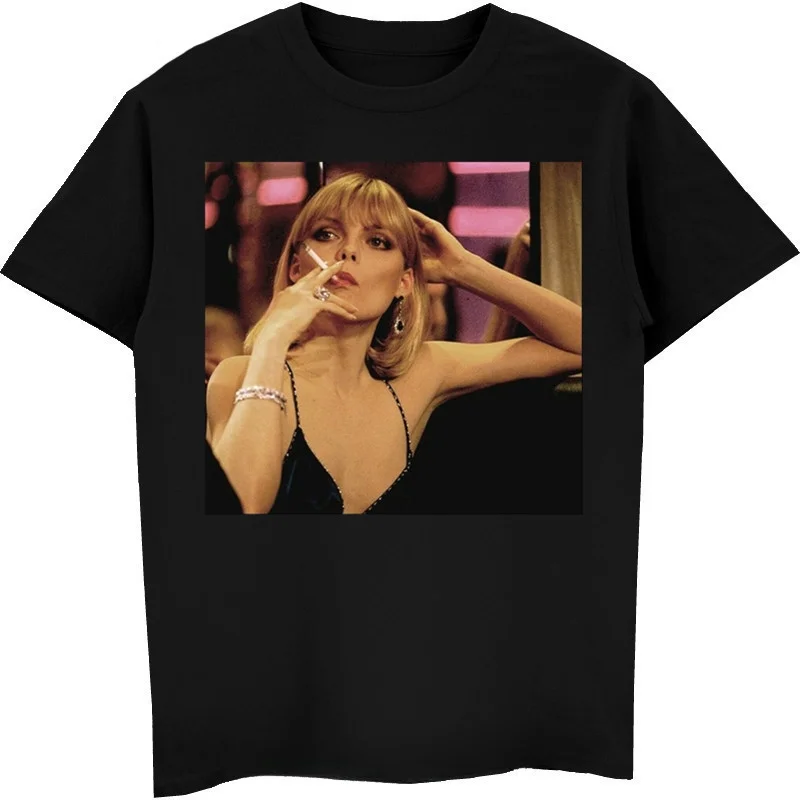 heavyweight Michelle Pfeiffer T-Shirt Michelle Pfeiffer Scarface T Shirt Men Cotton O-neck Tshirt Hip Hop Tees Tops Harajuku