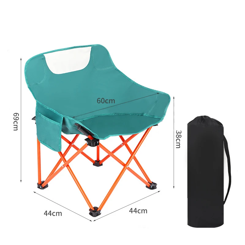 Outdoor Portable Folding Chair High Back Chair Camping Fishing Moon Chair Barbecue Family Party Event Night Market Stall