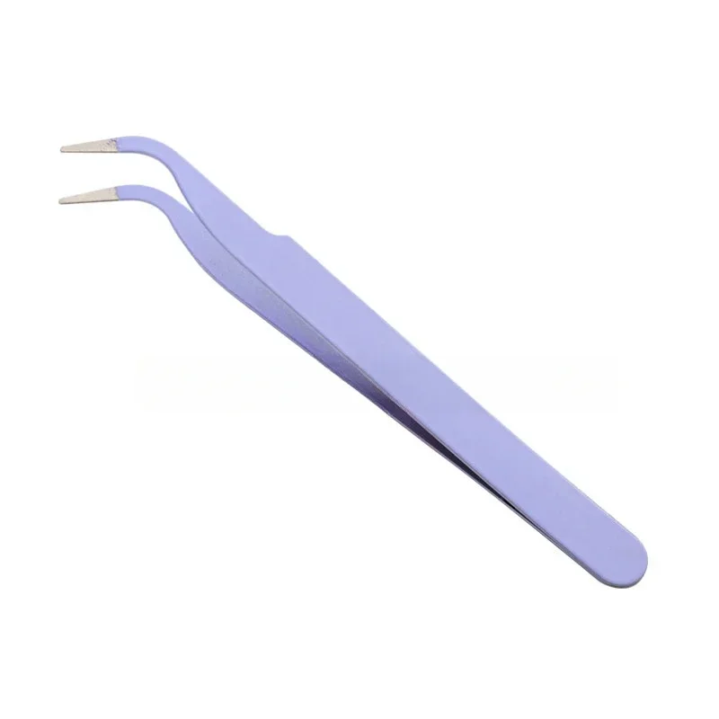 Colorful Pink Blue Purple DIY Eyelash Tweezer Nail Art Sticker Rhinestones Picking Tool Stainless Steel Straight Curved Tweezers