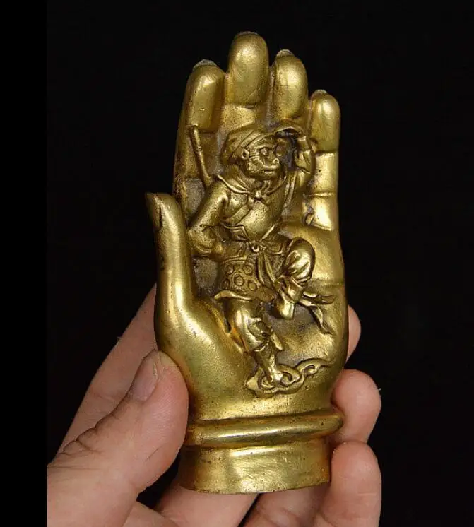 Brass Tathagata Head Monkey King Sun Wukong Buddha Statue Crafts China Buddhism