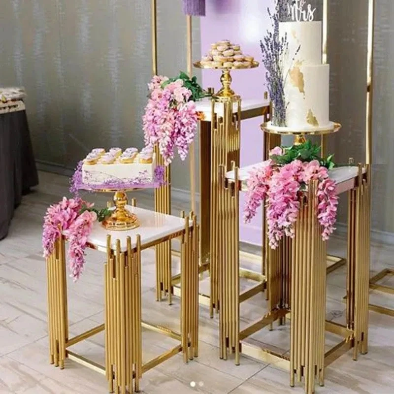 

Tall Grand Event Party Backdrop, Pedestal Stand, Flower Balloon Arch, Plinth Table, Cylinder Cake Holder,