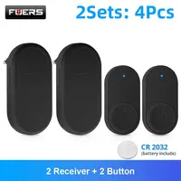 Fuers-timbre inalámbrico para puerta, sistema de alarma inteligente con 2 receptores y 2 botones, 32 canciones, botón impermeable, timbre de bienvenida