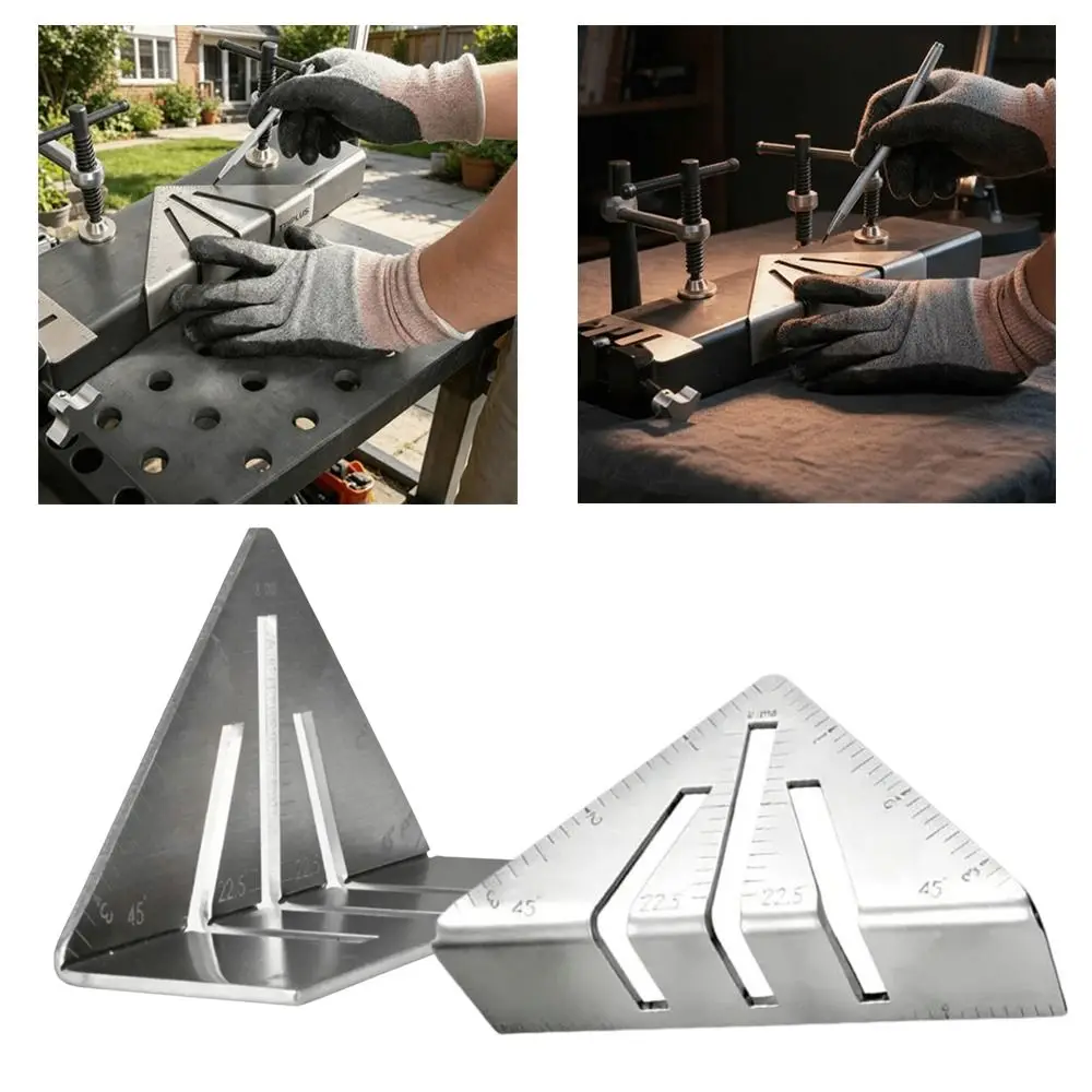 3PCS Stainless Steel Square Tube Folding Ruler Multifunction Metal Marking Four-sided Ruler Versatility Precise 90-degree Angles
