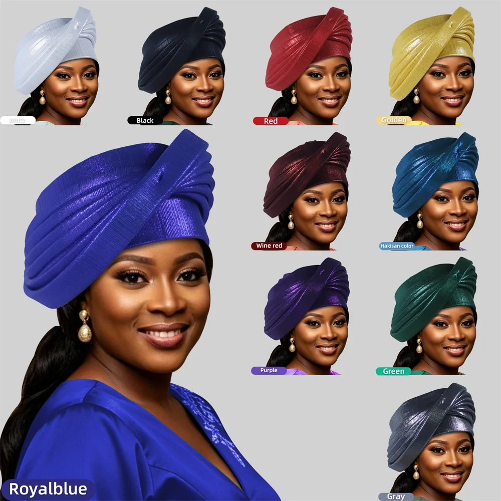 New Design Multi-layer Afrcian Headtie Turban Cap Lady Head Wraps Nigerian Auto Gele Wedding Geles Party Headpiece image 3