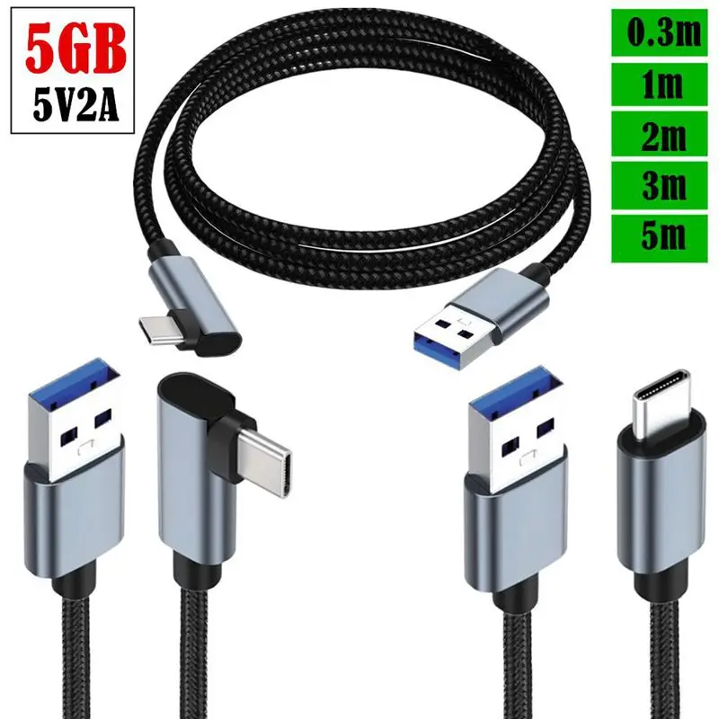 0.3-3m USB 3.0 Version 5GB Transfer Speed 5V2A USB 3.0 A Male to Type-C Male Computer, Laptop, Mobile Phone Data Charging Cable
