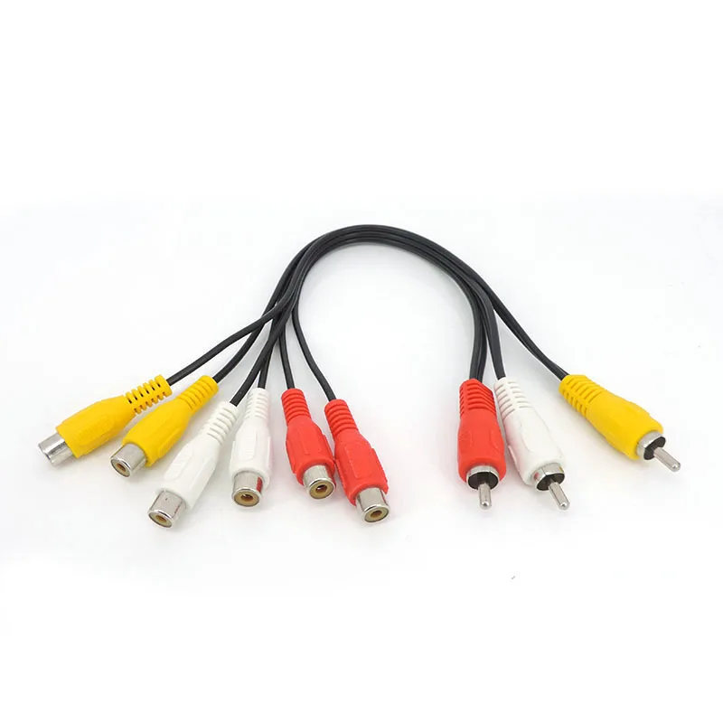 

Audio Video 3 RCA male to 6 RCA 6RCA Female AV Adapter connector Cable splitter for TV DVD Player Video HD-TV RCA cord Plug E1