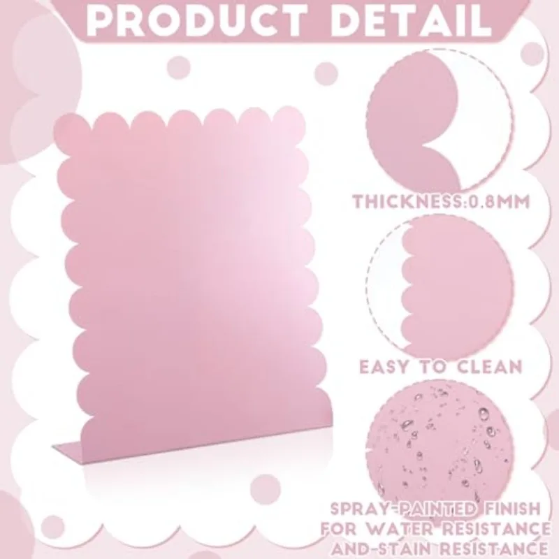 1 Pack Pink Magnetic Whiteboard 12.6 x 11 Inch Scalloped Display Board for Desk Wall Memos Photos Files Home Office School