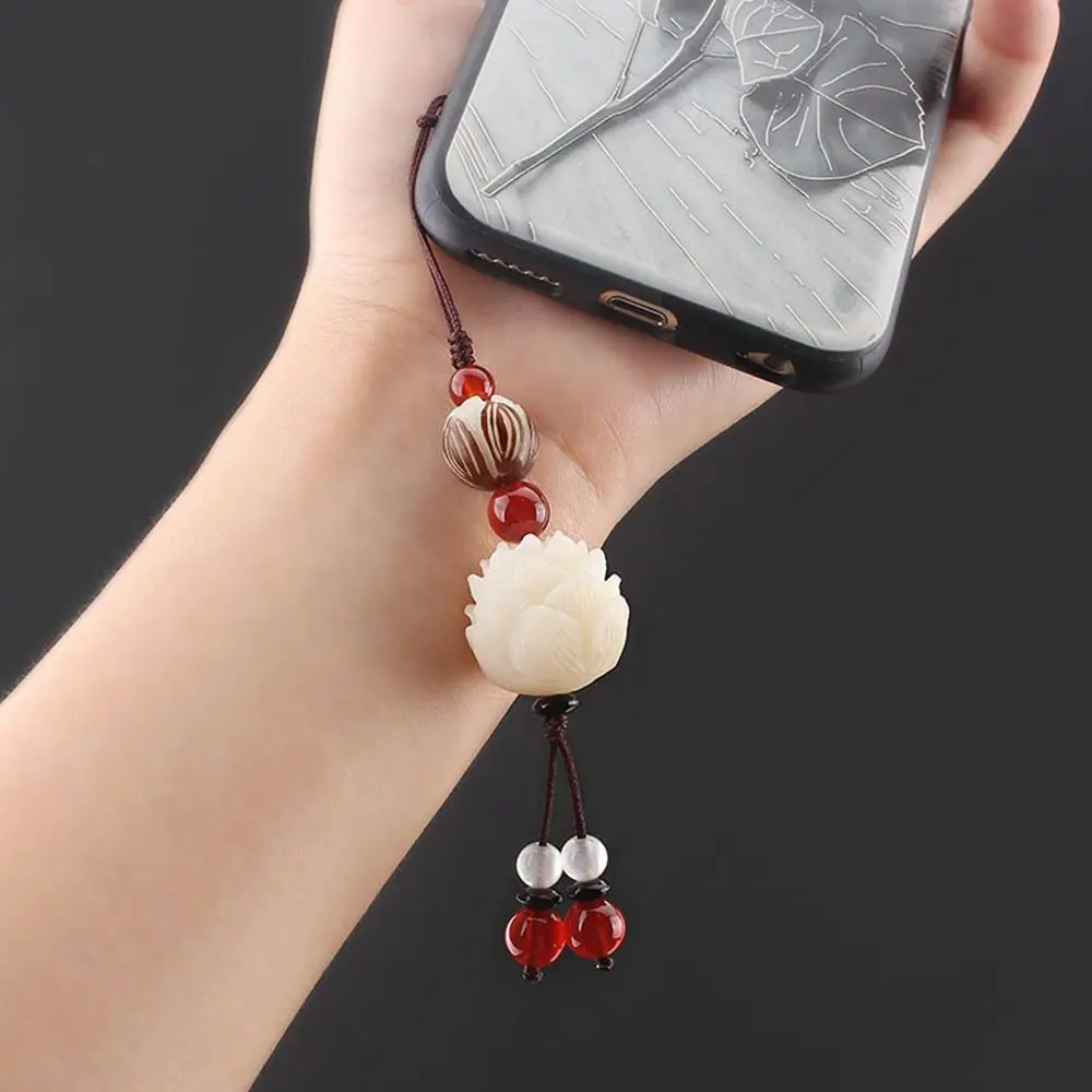 

Strap Hanging Cord For Mobile Phone Case Agate Mobile Phone Lanyard Bodhi Lotus Flower Keychain Cell Phone Lanyard Bag Pendant
