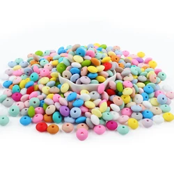 50/100/500/1000pcs Baby Lentils Beads Silicone Food Grade 12mm Baby Teething Abacus Bead DIY Pacifier Chain Bracelet Toys