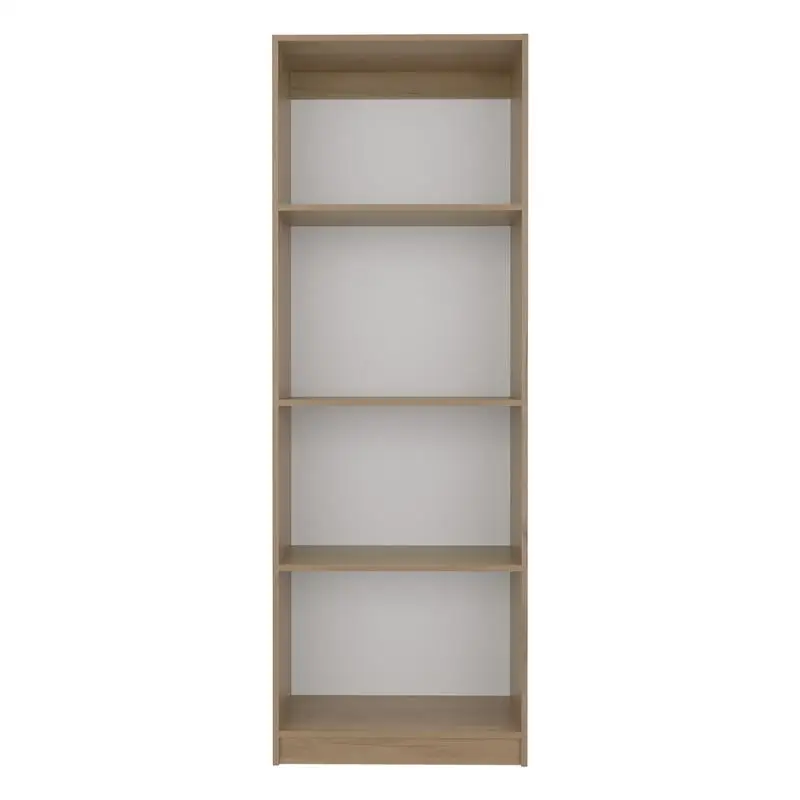 وحدة عرض خزانة الكتب الحديثة ذات 4 أرفف للكتب والديكور بلمسة نهائية من خشب البلوط الطبيعي #3