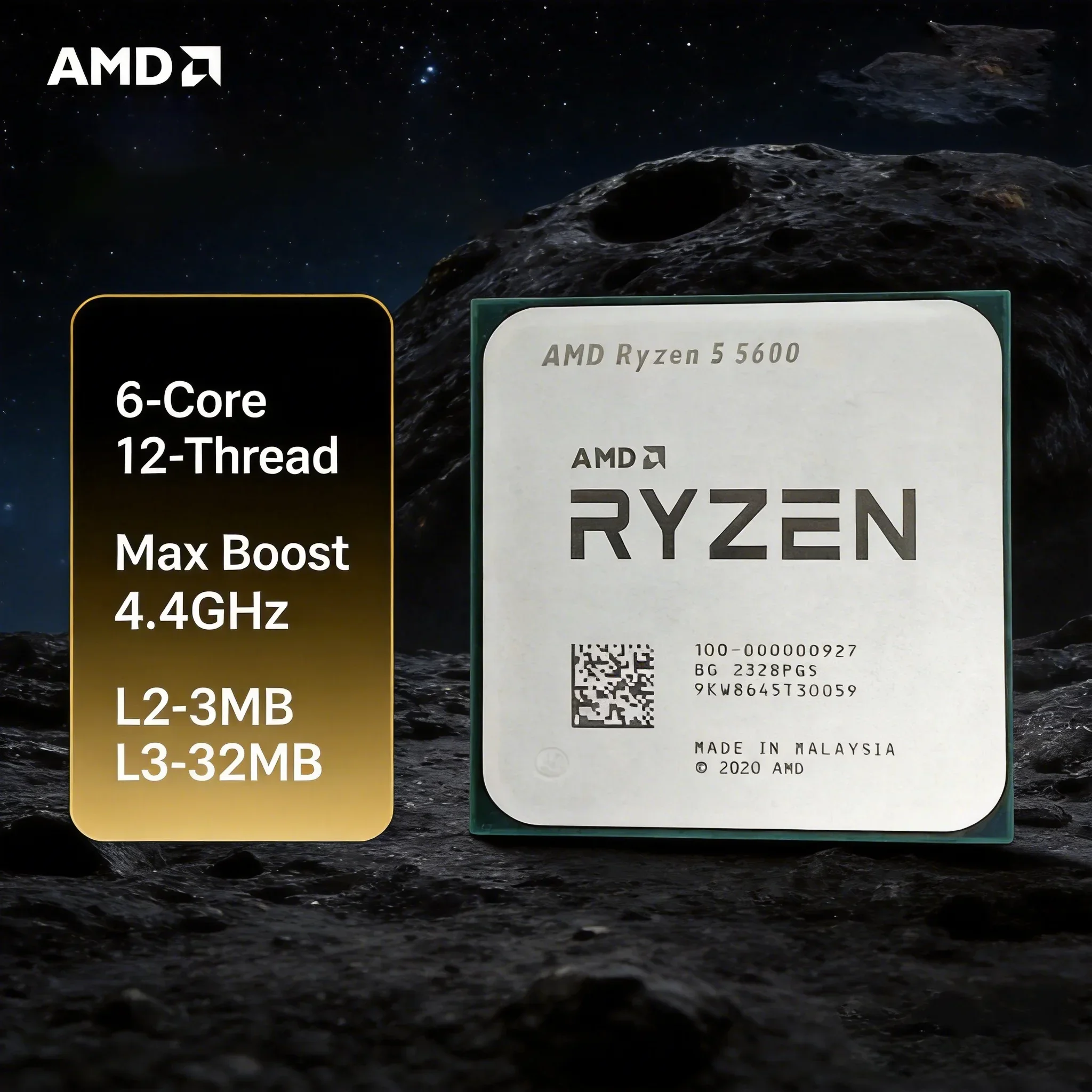 AMD Ryzen 5 5600 Desktop CPU Processor 6 Cores 12 Threads 3.5GHz AM4 Socket 65W for Gaming Without Box