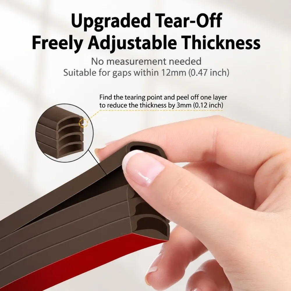 Flexible Door Seal Strip Anti-Collision Soundproof Door Weather Stripping Windproof Self-Adhesive Door Gap Seal