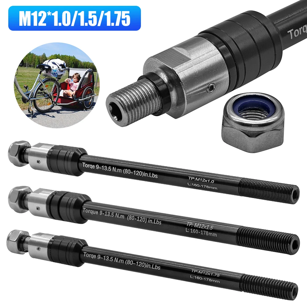 

Bicycle Trailer Thru Axle Cargo Trailer Kid Trailer Thru Axle 160-178mm Bike Trailer Hitch Axle M12 P1.0/1.5/1.75 bike accessori