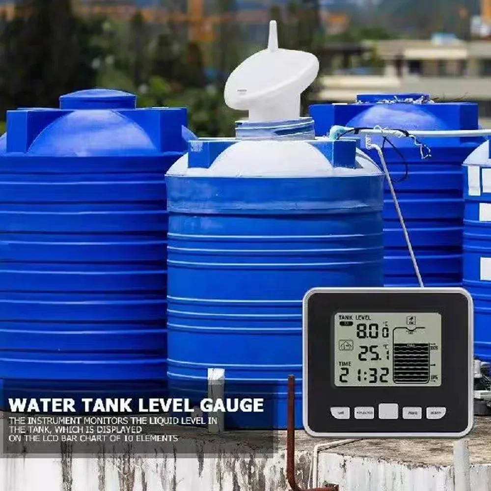 Indicador de nivel de agua ultrasónico inalámbrico, Sensor de tanque de agua, Sensor de nivel de líquido, medidor de temperatura, medidor de