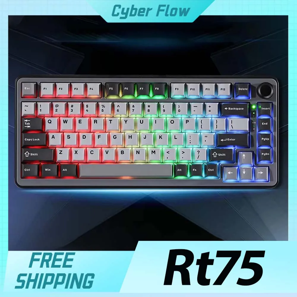 Yunzii Rt75 Wired Magnetic Switch Keyboard 82 Keys Hot-Swap Keyboard Adjustable Key Range Gamer Keyboard Custom Gaming Keyboard