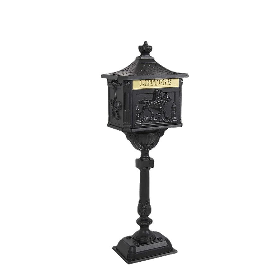 wholesale free standing mailboxes European design cast aluminum post letter box