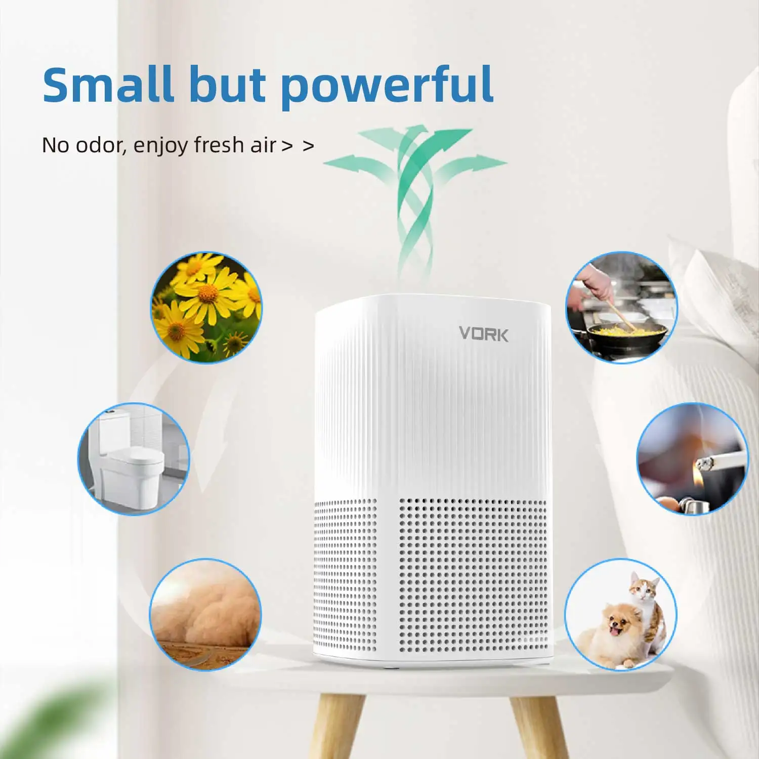 Hurtowy przenośny oczyszczacz powietrza, 100 CADR, 3-warstwowy filtr Hepa, niski poziom hałasu, aromaterapia, sterowanie przez WiFi, biały