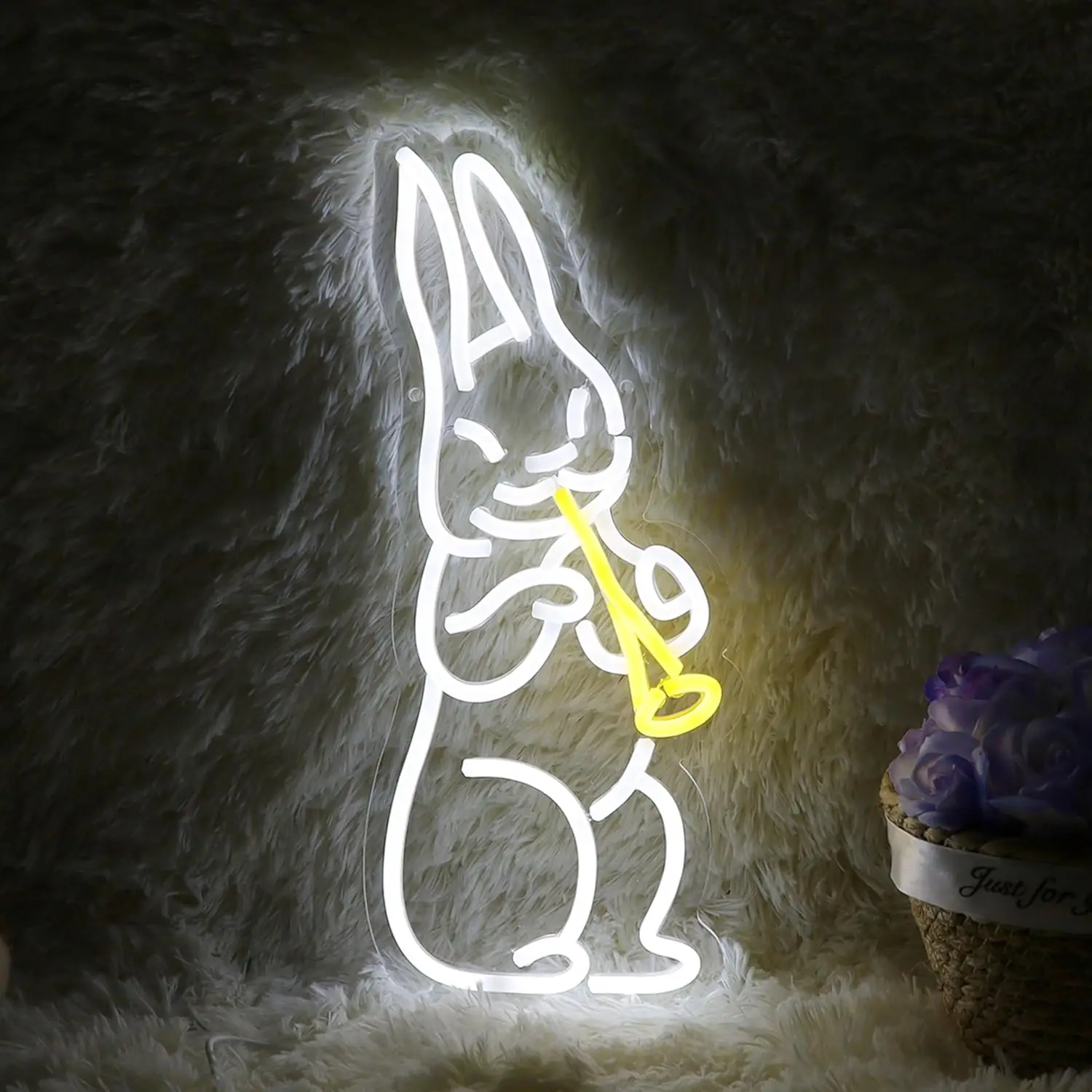 

Rabbit Neon Sign Dimmable Energy-efficient Night light for Bedroom Man Cave Decor Party Animal Wall Decor Birthday Easter Gifts