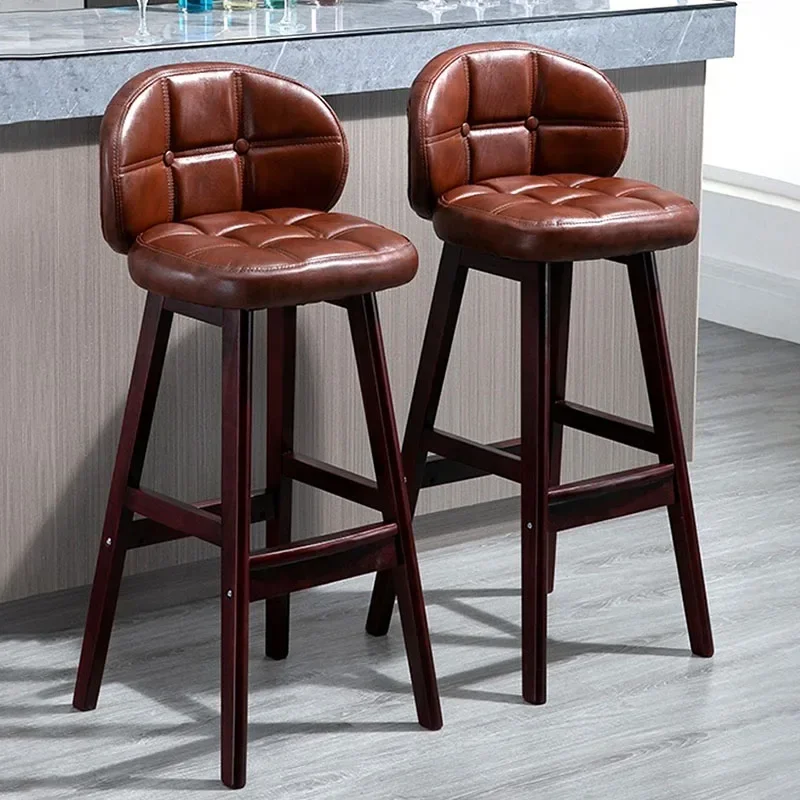 

Vintage Leather Bar Chairs Coffee Support Vintage Bistro Bar Stool Premium Nordic taburete alto para cocina Modern Furniture