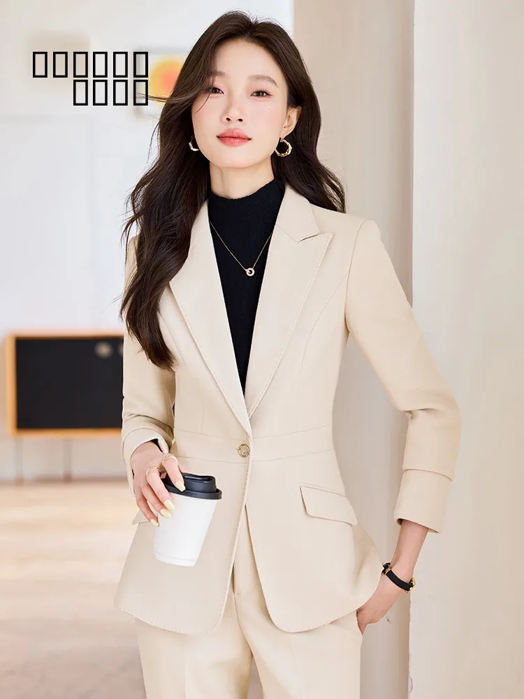 

Женский деловой костюм Ele: повседневный, профессиональный, модный, приталенный, для работы и поездок, с длинным рукавом, цветной