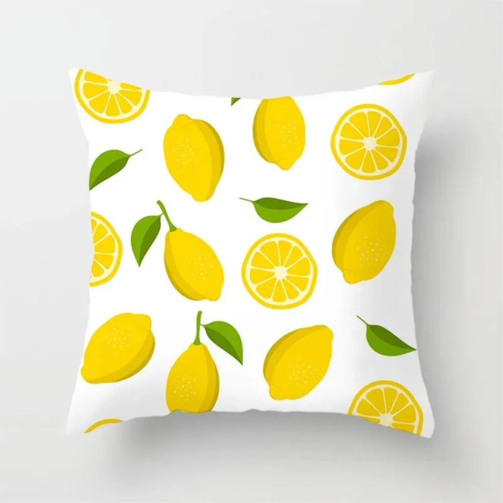 1Pc Lemon Water Pattern Watermelon Red Blue Throw Pillow, Double-Sided Printed Design, Soft Plush Cushion With Insert