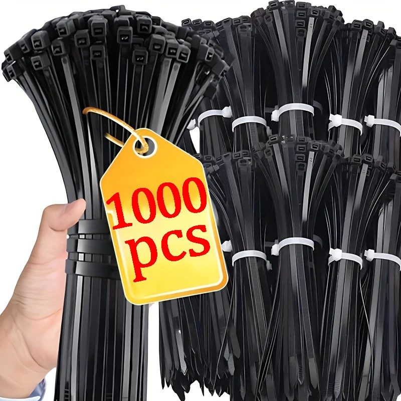 1000/100PCS Wholesale Nylon Cable Ties Self-locking Adjustable Cord Tie Straps Fastening Loop Ring Home Office Wire Cable Ties