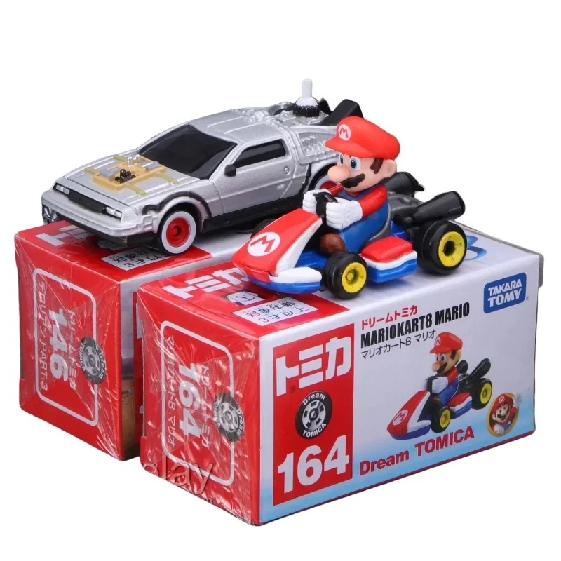 TAKARA TOMY TOMICA New Jurassic Park Super Mary Mario Back to the Future Time car, decoración de la habitación de los niños, juguetes de regalo de Navidad para bebés