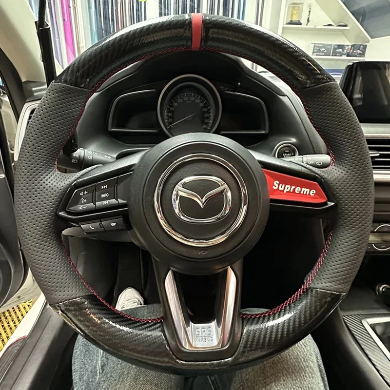 

Кожаный чехол на руль автомобиля по индивидуальному заказу для Mazda 3 Axela 2017-2021 CX5 CX-5 CX4 CX-4 Atenza Mazda 6 MX-5 MX5 CX-8