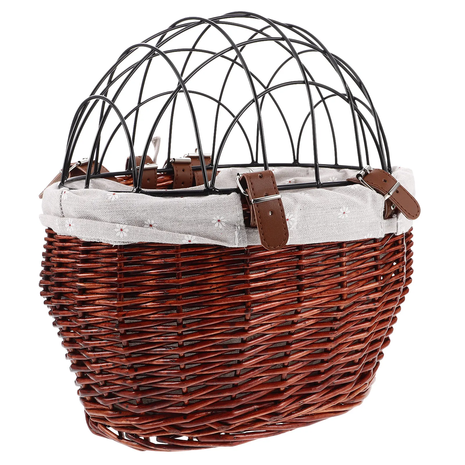 Wicker Bike Basket Detachable Front Bicycle Pet Carrier Dog Cat Carrier Multipurpose Cycle Basket Mounting Hardware