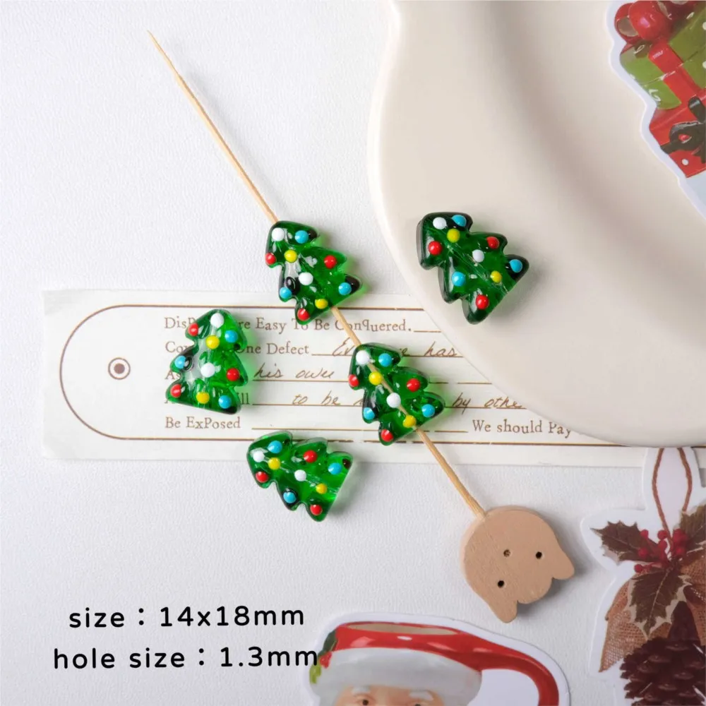 1Pc Gingerbread Man Christmas Tree Glass Spacer Bead For DIY Necklace Bracelet Christmas Decoration Jewelry Making Accessories