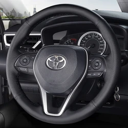Custom Car Steering Wheel Braid Cover Genuine Leather 100% Fit For Toyota Camry 2018-2019 Avalon 2019 Corolla 2019-2020 RAV4