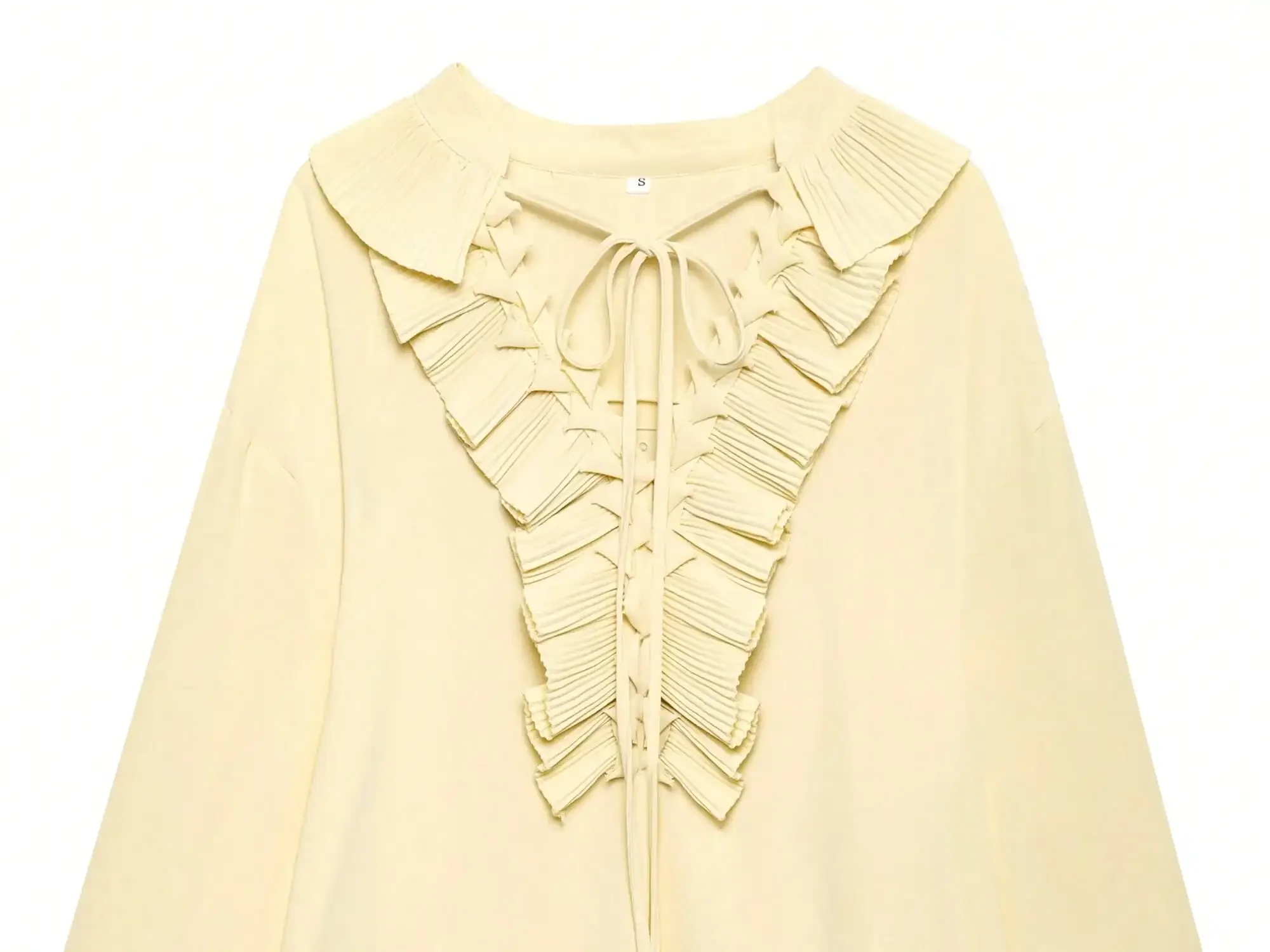 HH Damen Minimalistische Mehrfarbige Rüschenbluse Plissierte Büro-Arbeitskleidung Business-Hemden Lässige Tägliche Elegante Damenbluse Schickes Oberteil – Detail 4